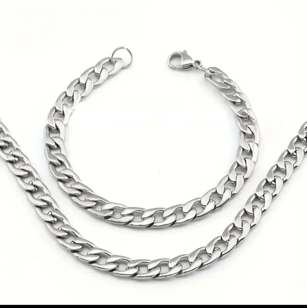 2 Pcs/Set Necklace Bracelet For Men/Women,Classic Fashion Y2k Stainless Steel. - Picture 8 of 12